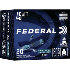 Federal S45SJT1 Syntech Defense 45 ACP 205 gr Segmented Jacketed Hollow Point (SJHP) - 20rd Box