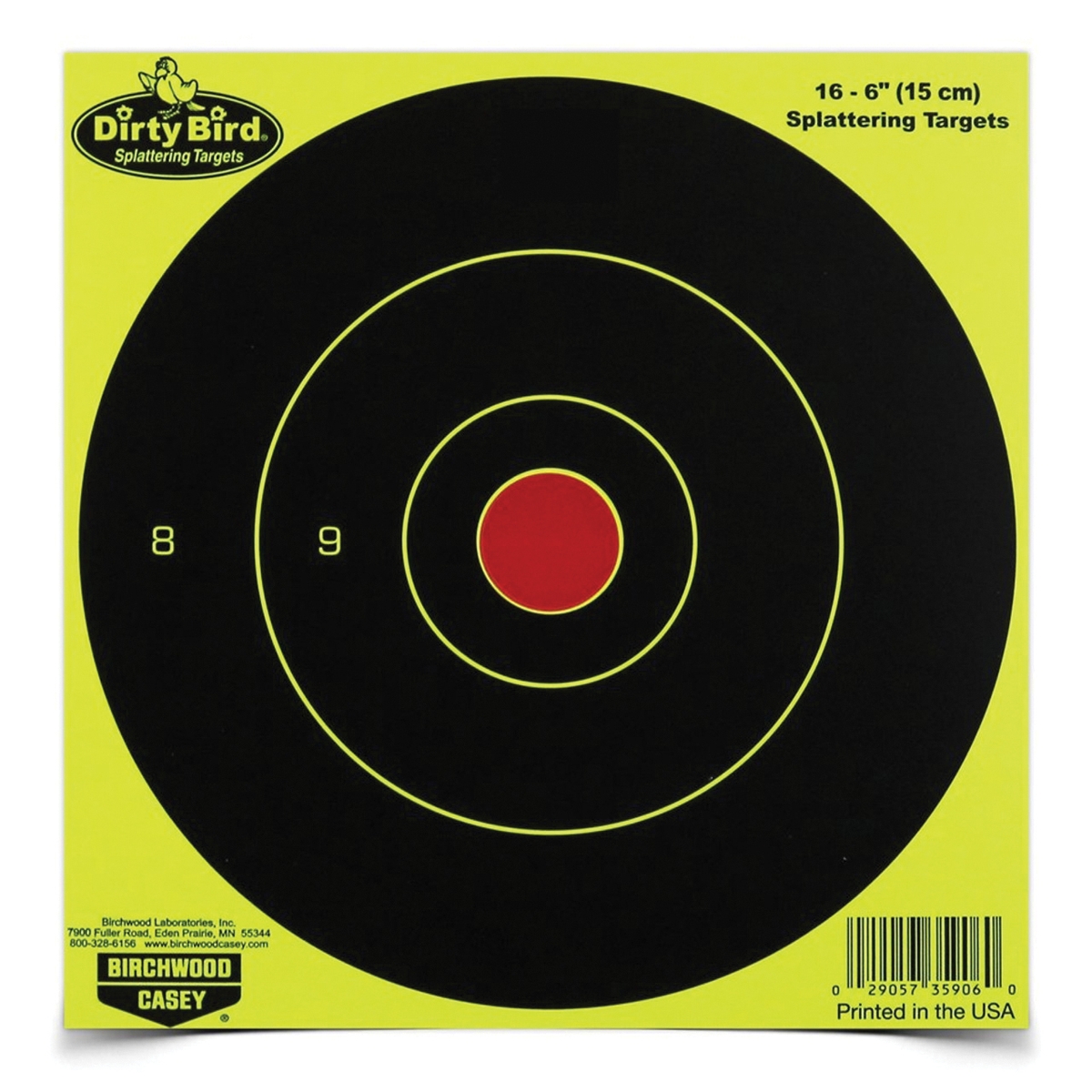Birchwood Casey Dirty Bird Round Bullseye Target, Yellow