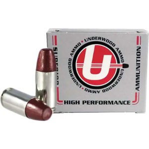 UNDERWOOD AMMO 9MM+P 147GR. HARD CAST FLAT NOSE 20-PACK