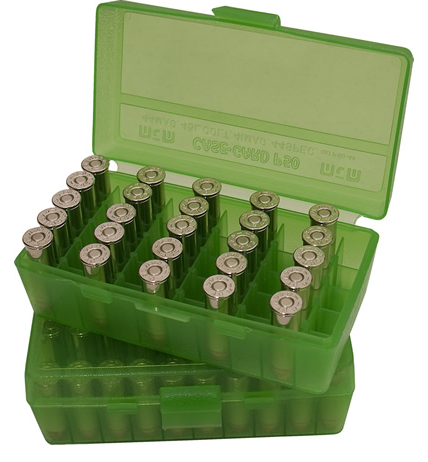 MTM FlipTop Ammo Box 10mm 40S&W 45-Bright GRN-50rd-P50-45-16