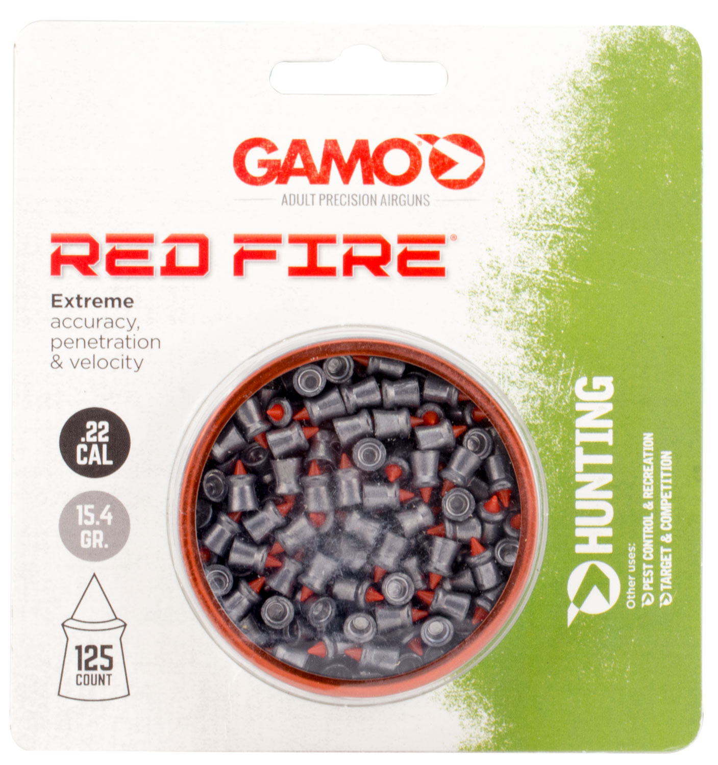 Gamo Outdoor Red Fire .22 15.43 gr Diamond Shaped Pellet, 125/pack - 632270454