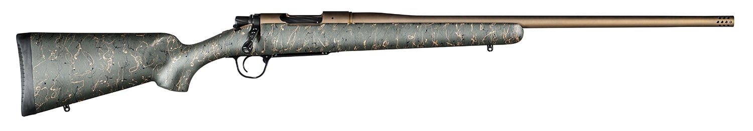 Christensen Arms Mesa 308 Win 22" 4rd Bolt Action Rifle w/ Threaded Barrel, Bronze/Green Webbing - 801-01010-00