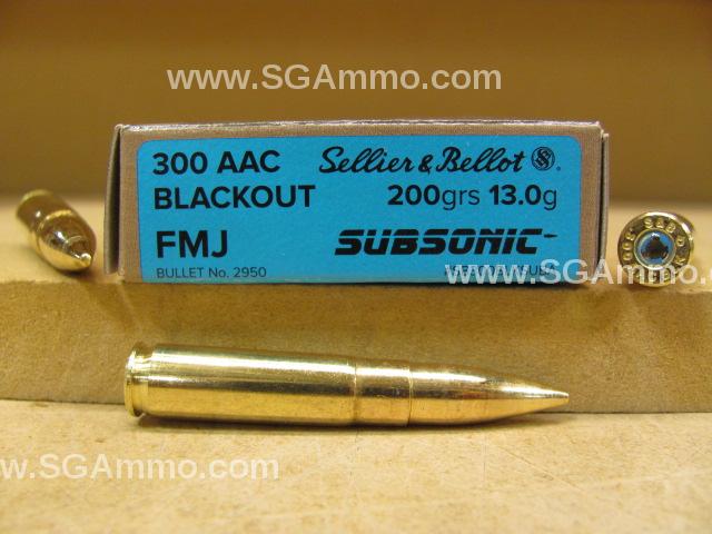 1000 Round Case – 300 AAC Blackout 200 Grain SUBSONIC FMJ Ammo by Sellier Bellot – SB300BLKSUBA