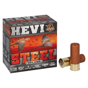 Hevishot HEVI-Shot HEVI-Steel Upland 12 Gauge 2.75\" 1 oz #7 Steel Shot 25 Rounds Steel Case HS61227