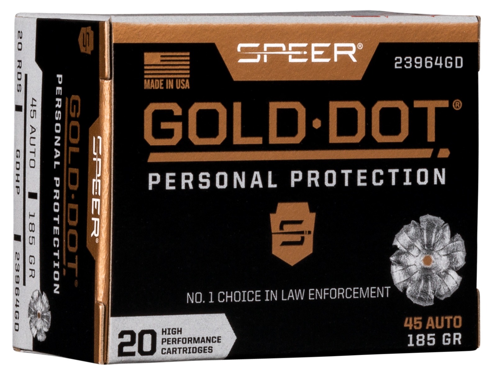 SPEER GOLD DOT 45 ACP – 185GR GDHP 20RD 10BX/CS - No Credit Card Fees - Low, flat rate shipping