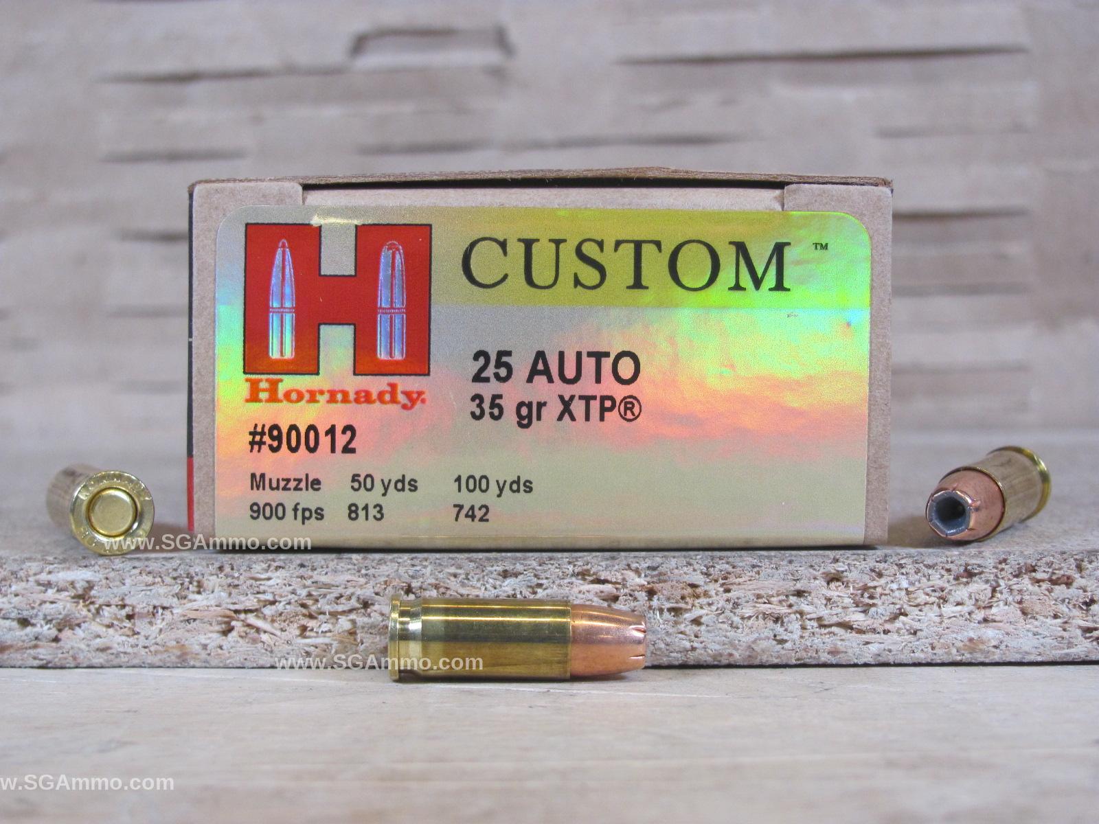 250 Round Case – 25 Auto Hornady 35 Grain XTP Hollow Point Ammo – 90012