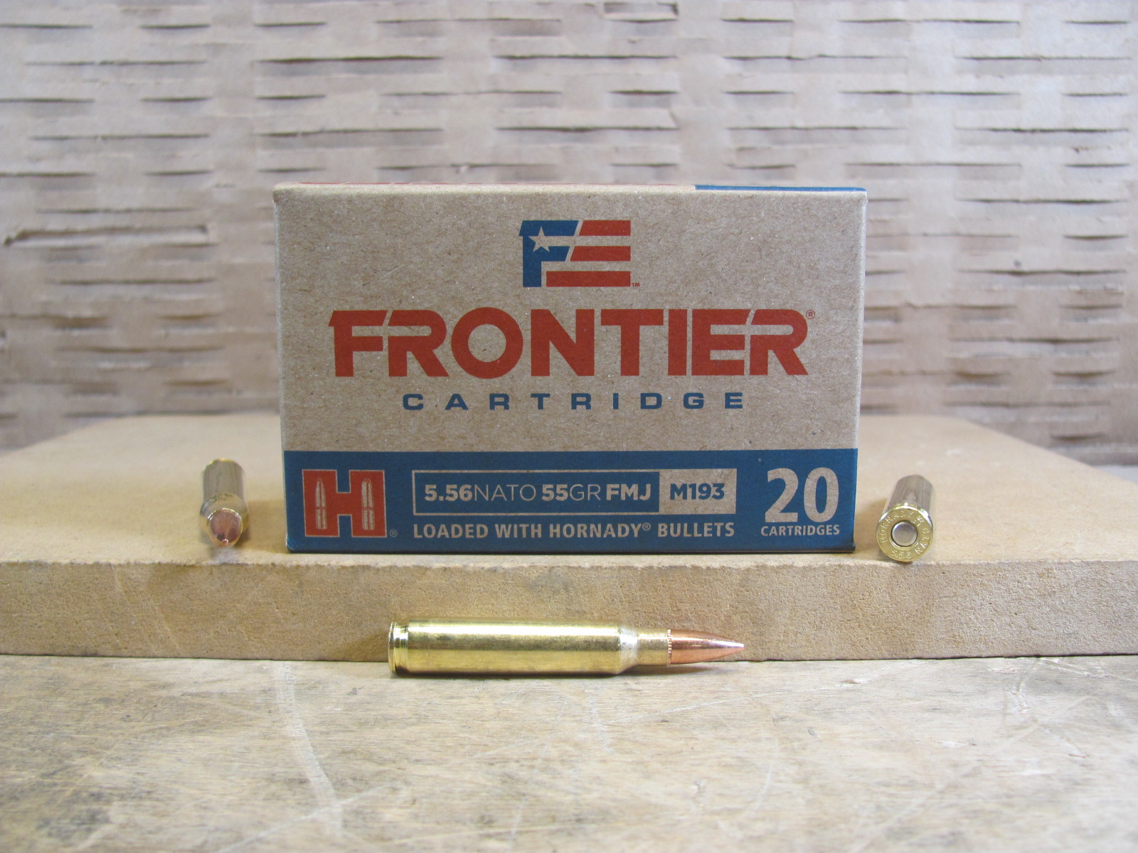 20 Round Box – 5.56 NATO 55 Grain FMJ M193 Hornady Frontier Ammo – FR200