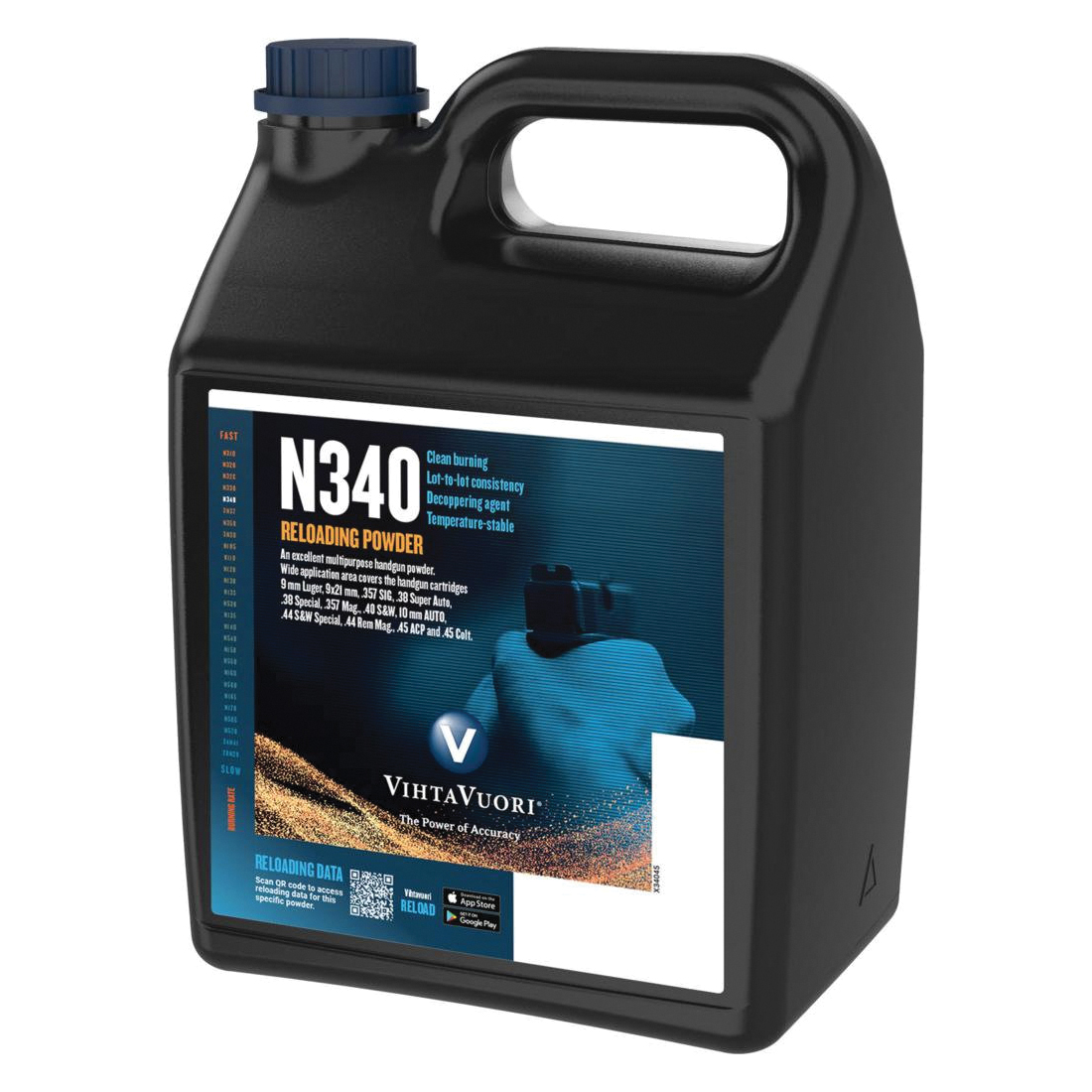 Vihtavuori N340 9mm Smokeless Handgun Powder, 4 lb