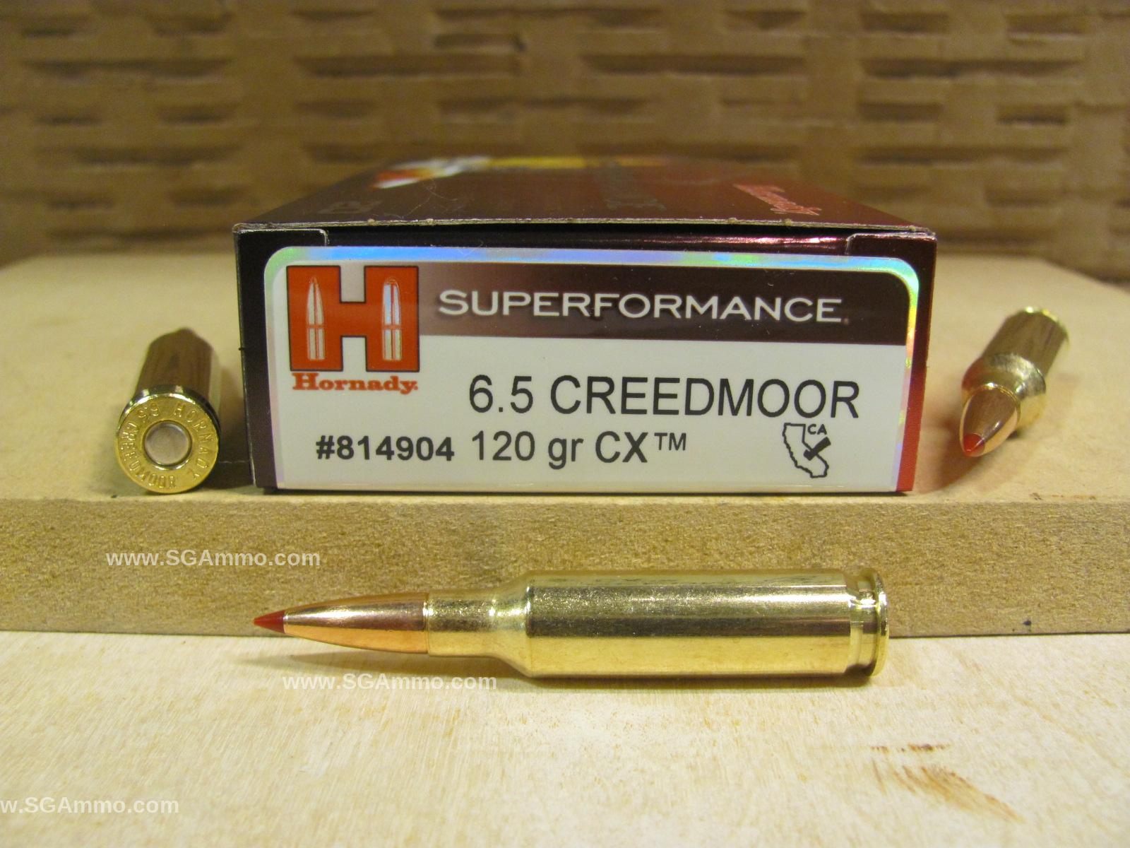 20 Round Box – 6.5 Creedmoor 120 Grain CX Hornady Superformance Ammo – 814904
