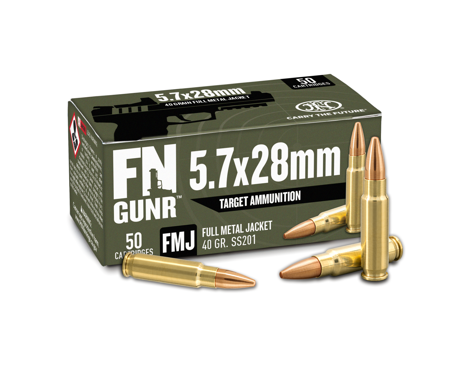 FN GUNR SS201 5.7x28MM 40gr FMJ Ammo, 50rd - 10700029