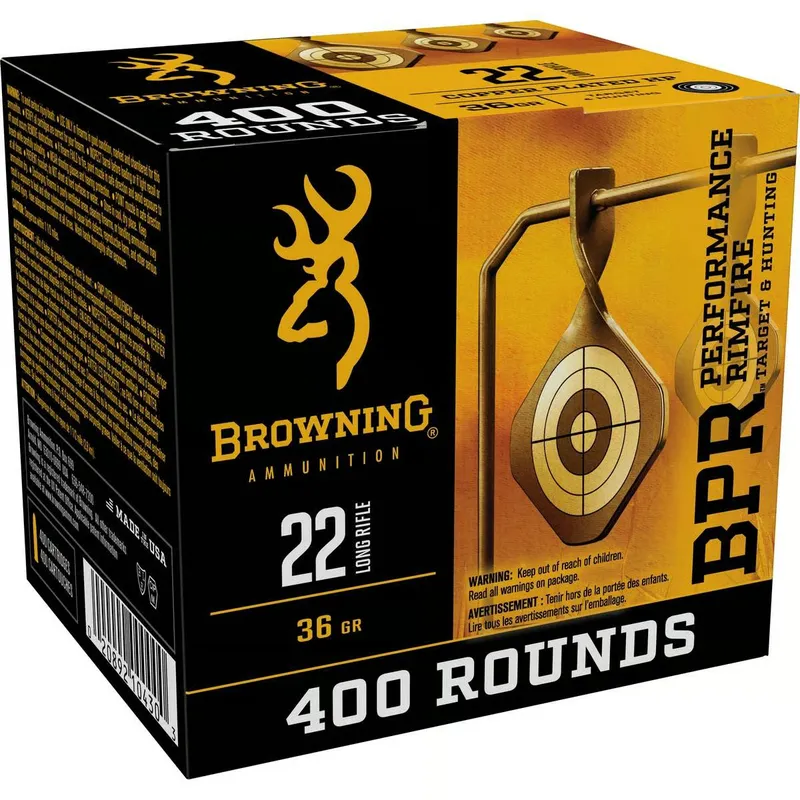Browning BPR Performance 22LR 36 Grain Copper Plated HP Rimfire Ammo (Case)