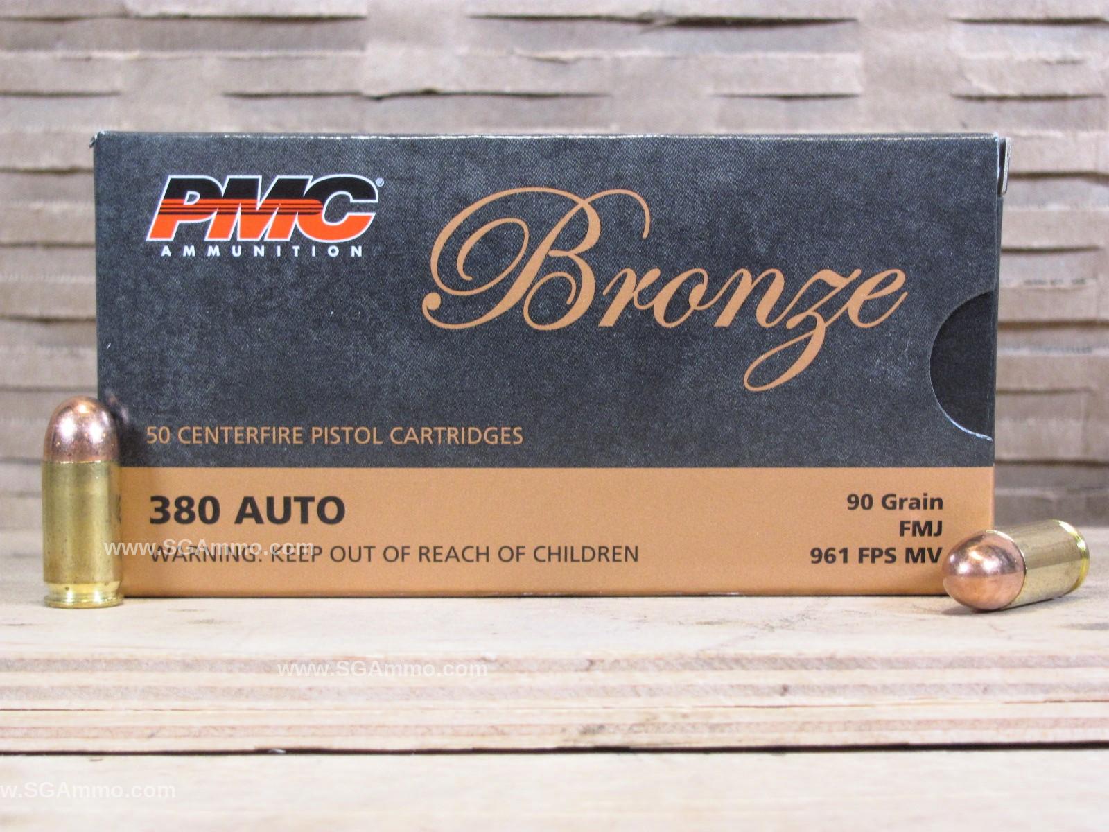 50 Round Box – 380 Auto PMC 90 Grain FMJ Ammo – 380A