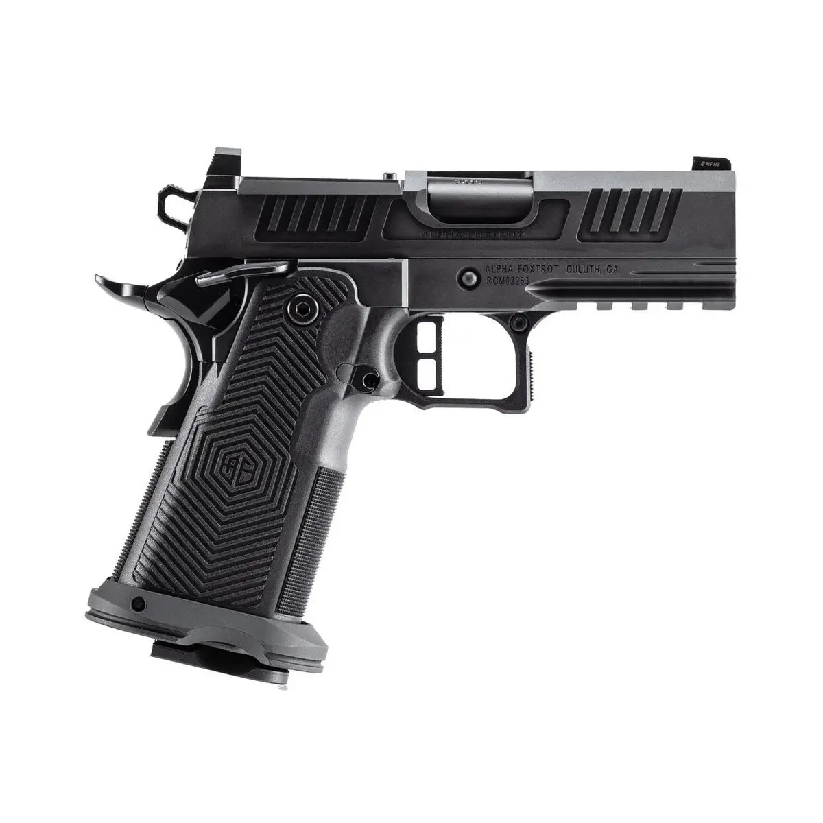 Alpha Foxtrot AF1911-Romulus MOS Adapter Handgun 9mm Luger 17(1) 20rd(1) Magazines 3.5" Bull Ramped Barrel DLC Black