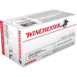 Winchester Ammo USA222502 Best Value 22-250 Remington 45 GR Jacketed Hollow Point - 40rd Box