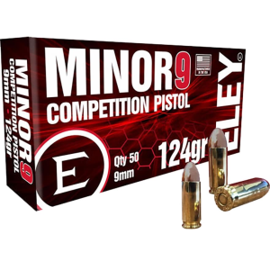Eley Minor 9 Competition 9mm Luger Ammo 124 Grain Full Metal Jacket Box of 50