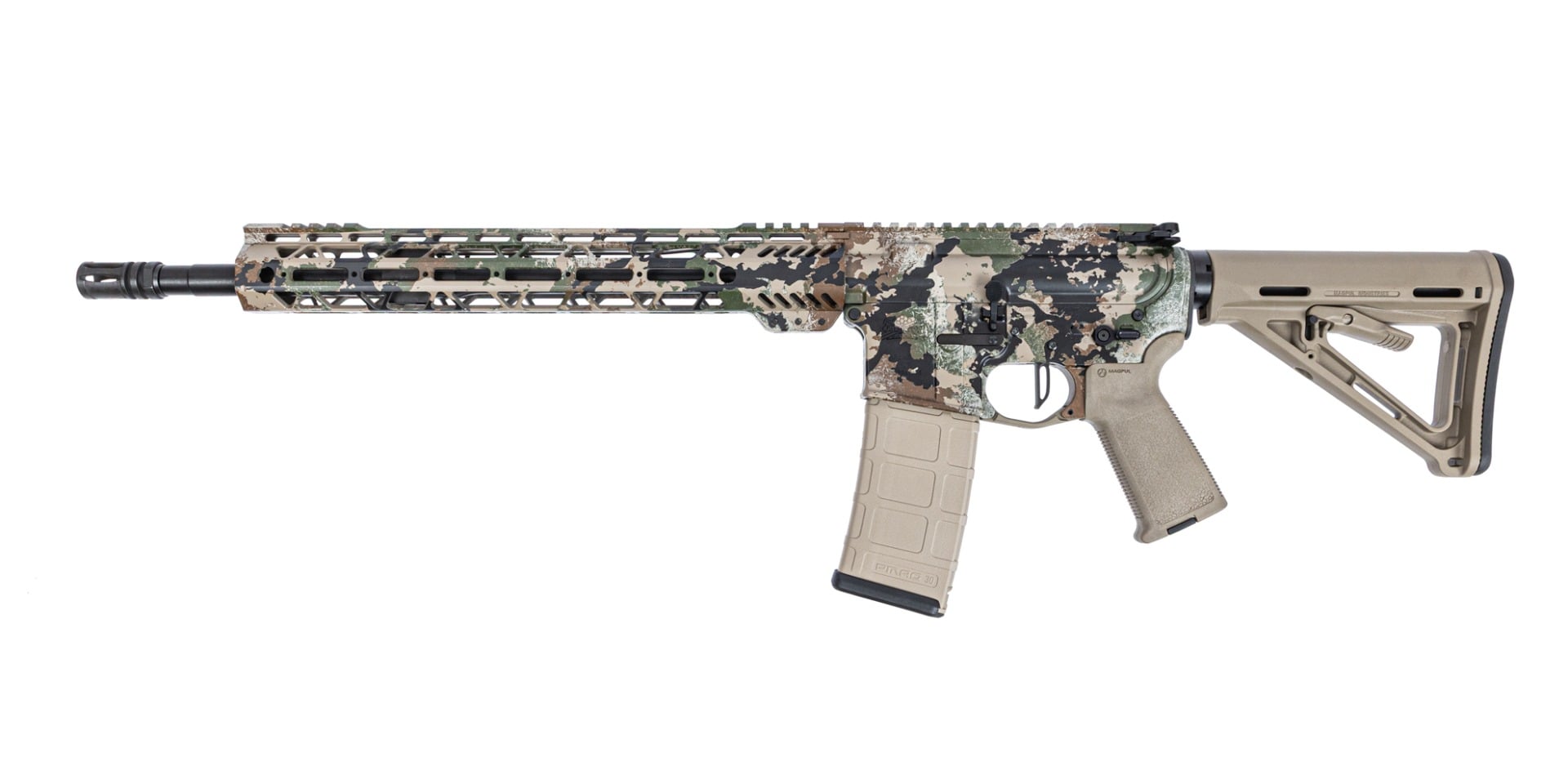 PSA Custom 5.56 16" Rifle W/ PSAC Flatbow FCG, Tan Furniture - Wraith