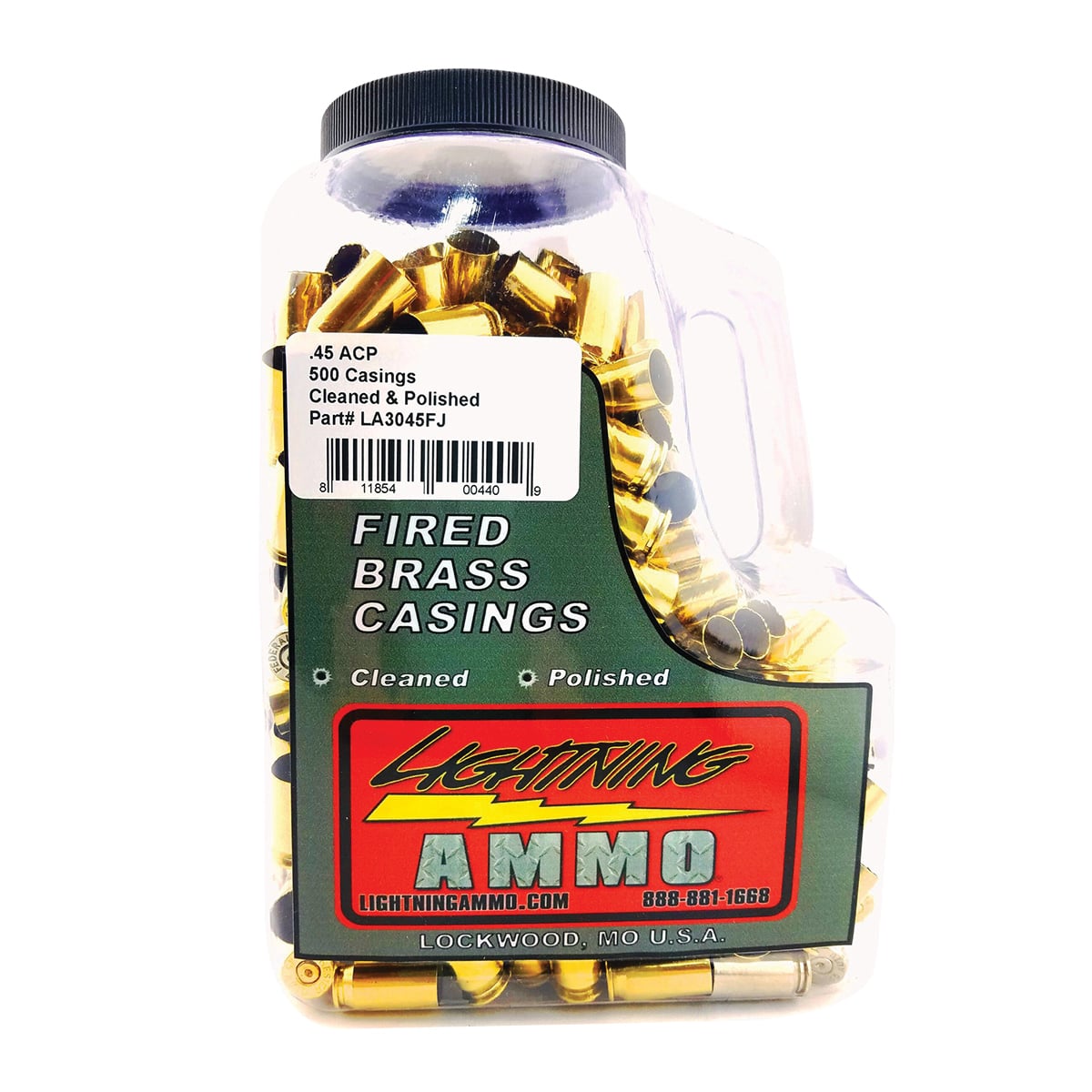 Lightning Ammo .45 ACP Primer Pistol Cleaned and Polished Brass, 500rds