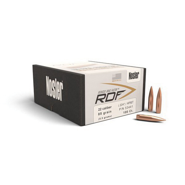 Nosler RDF .22 85 gr HPBT Rifle Bullet, 100/box - 53441