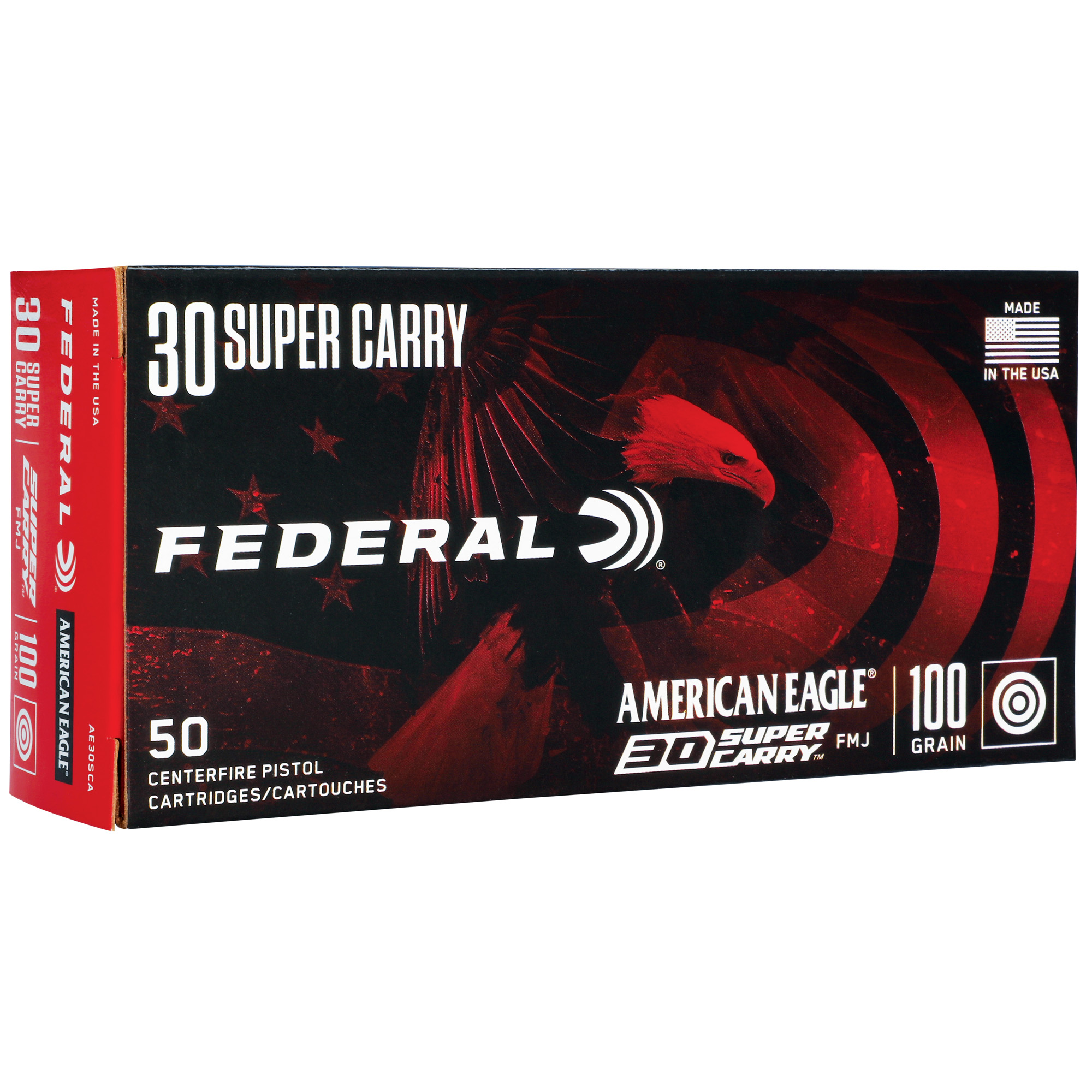 Federal American Eagle .30 Super Carry Ammunition, 50 Rounds FMJ 100Gr - AE30SCA