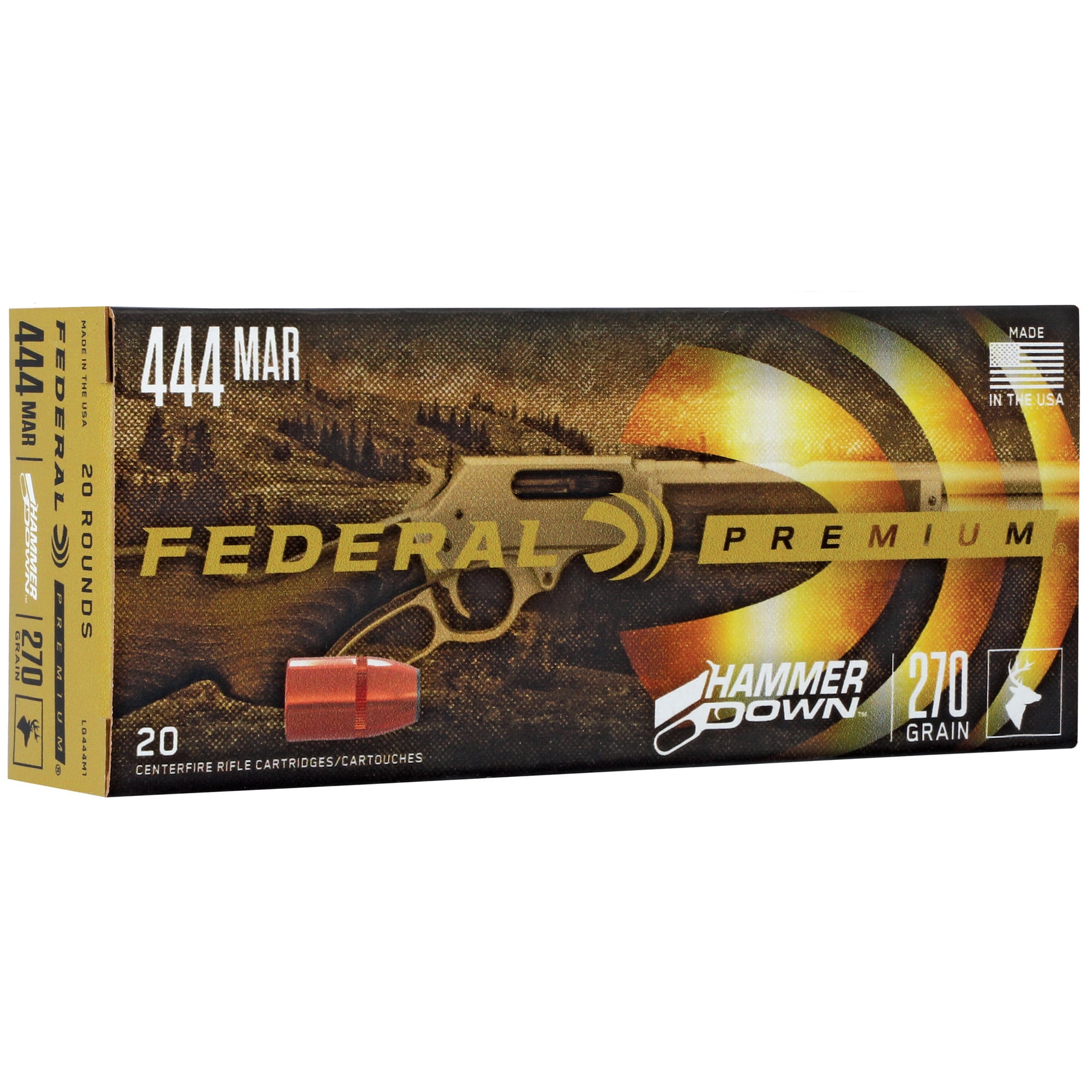 Federal HammerDown .444 Marlin Ammunition, 20 Rounds Soft Point 270Gr - LG444M1
