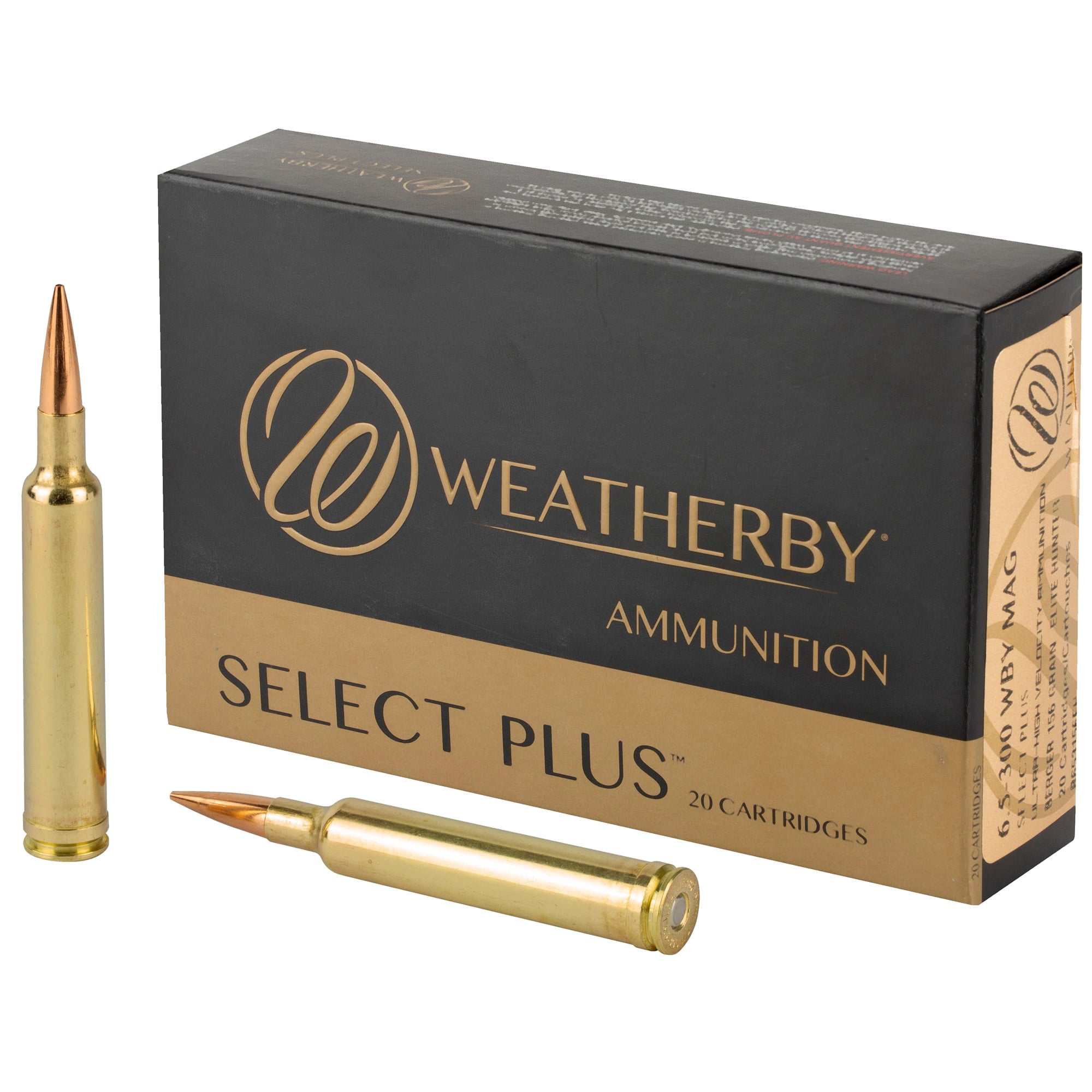 Weatherby Select Plus 6.5-300 Weatherby Mag Ammunition, 20 Rounds BTHP 156Gr - R653156EH