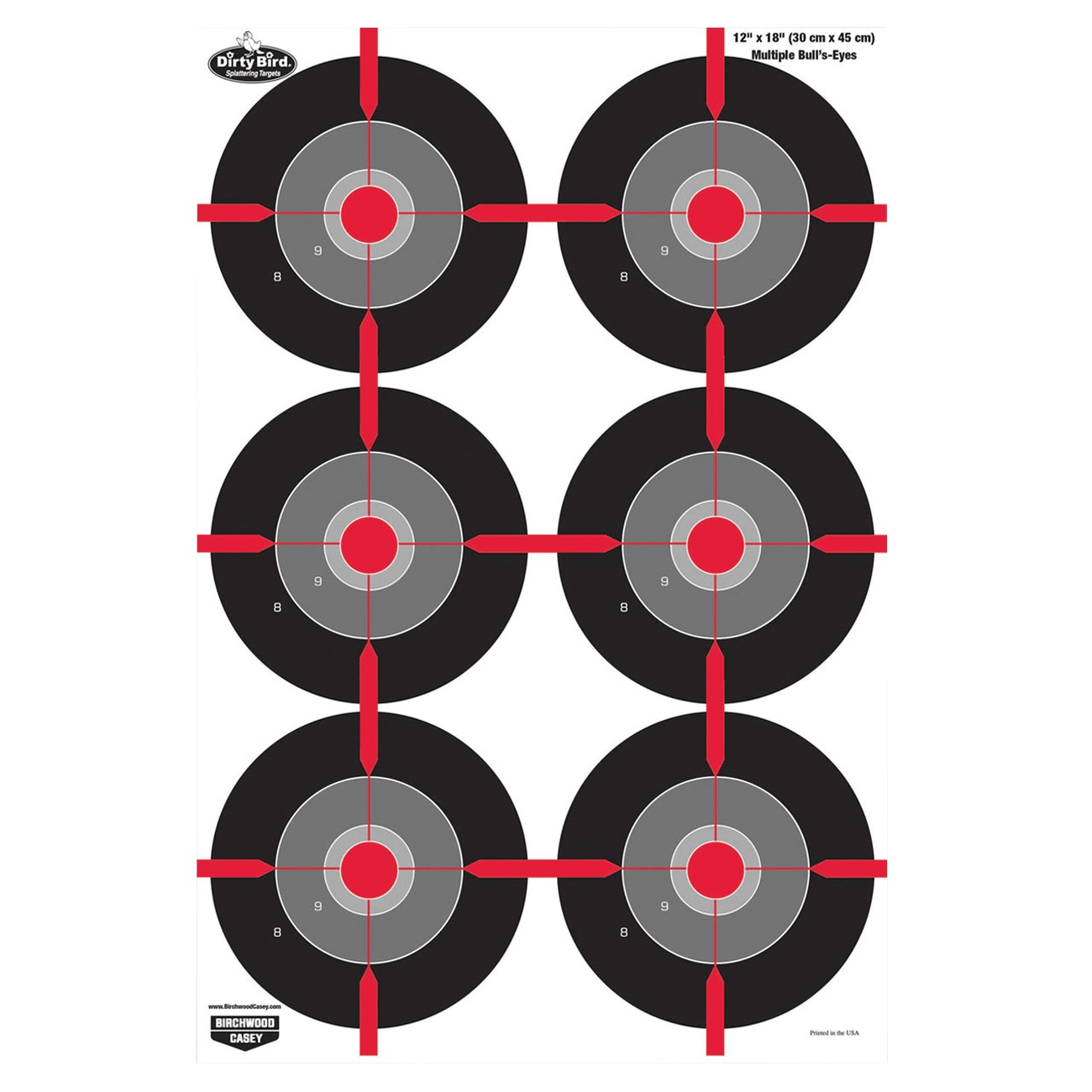 Birchwood Casey Dirty Bird Multi Bullseye Targets - Black/White (100-Pack) - 35703