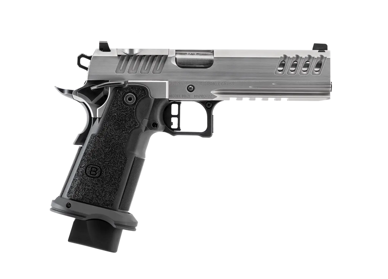BERSA M2XI 1911 DS HGA 9MM 5IN BBL OR NIGHT SIGHTS- BRUSHED SS 18RD/22RD