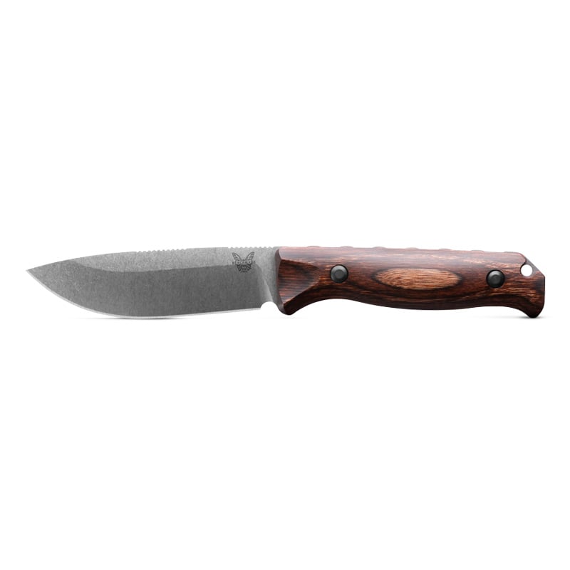 Benchmade Saddle Mountain Fixed Blade Drop Point Knife, Laminated Wood - 15002