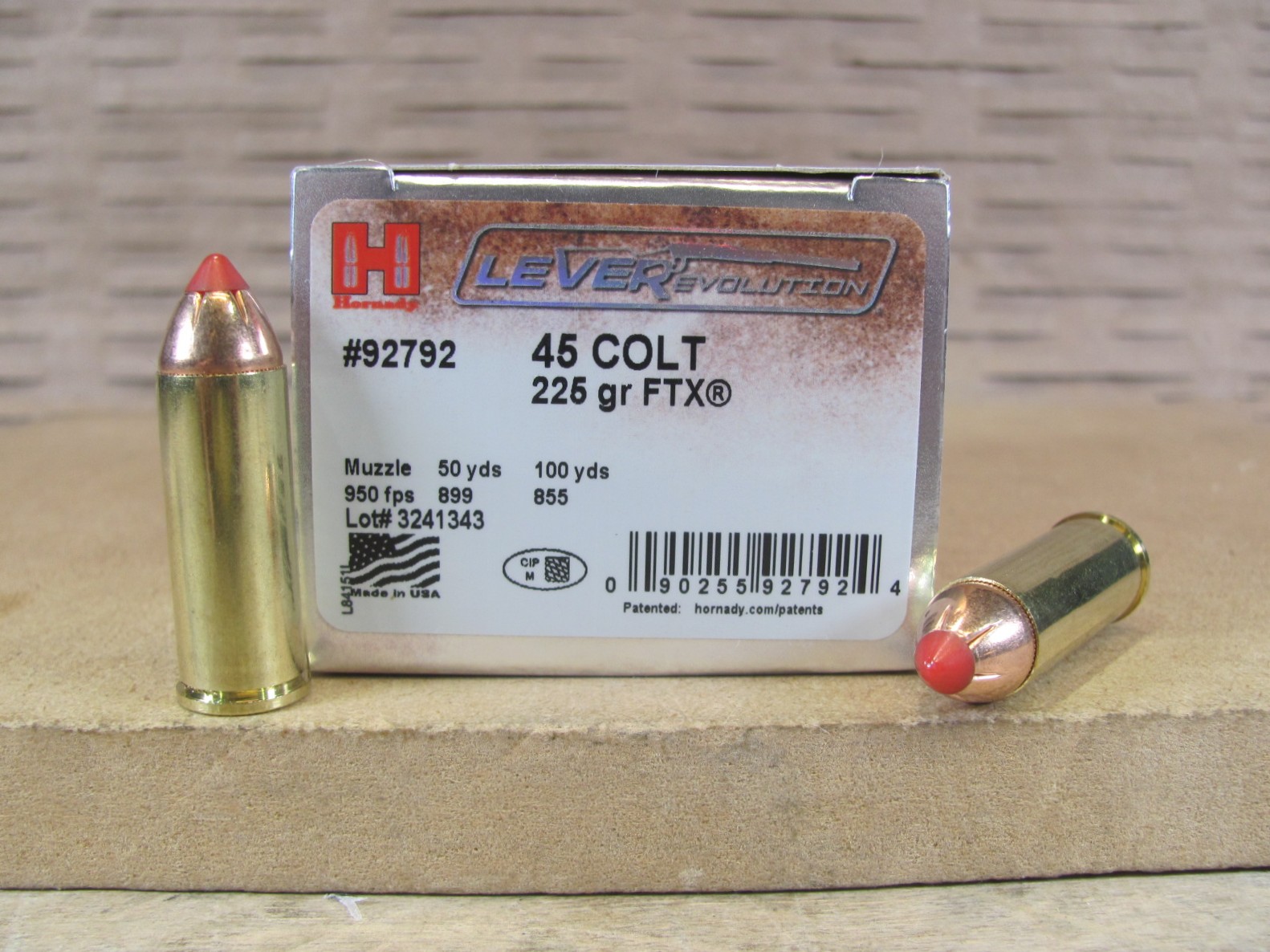 200 Round Case – 45 Long Colt Hornady Lever Evolution 225 Grain FTX Ammo – 92792