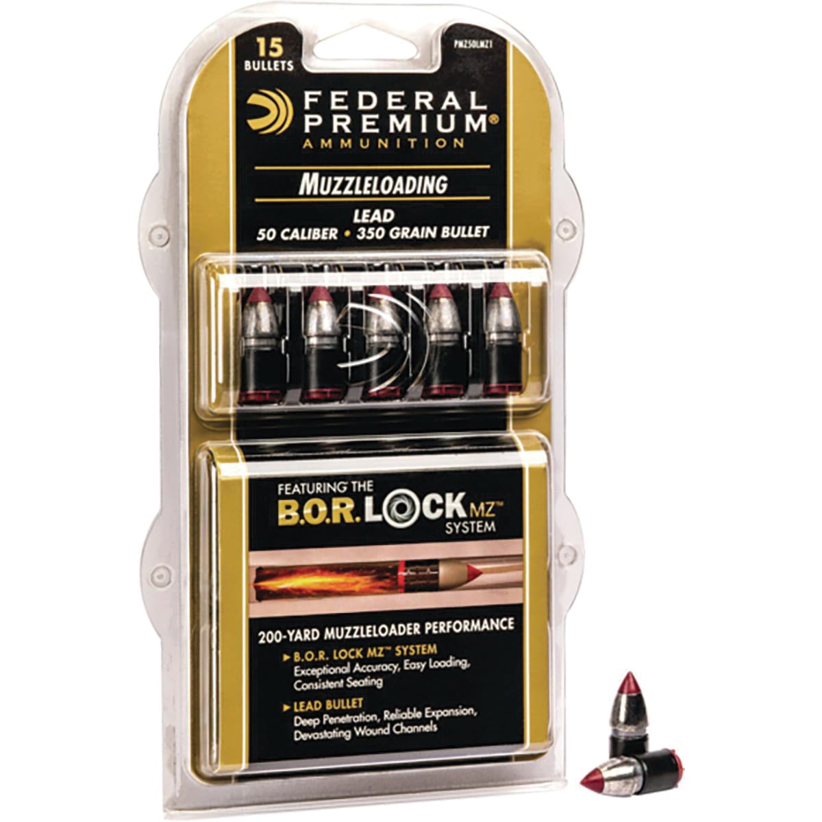 Federal .50 Cal PT Muzzleloader Bullet, 350 gr 0.500" 15rds