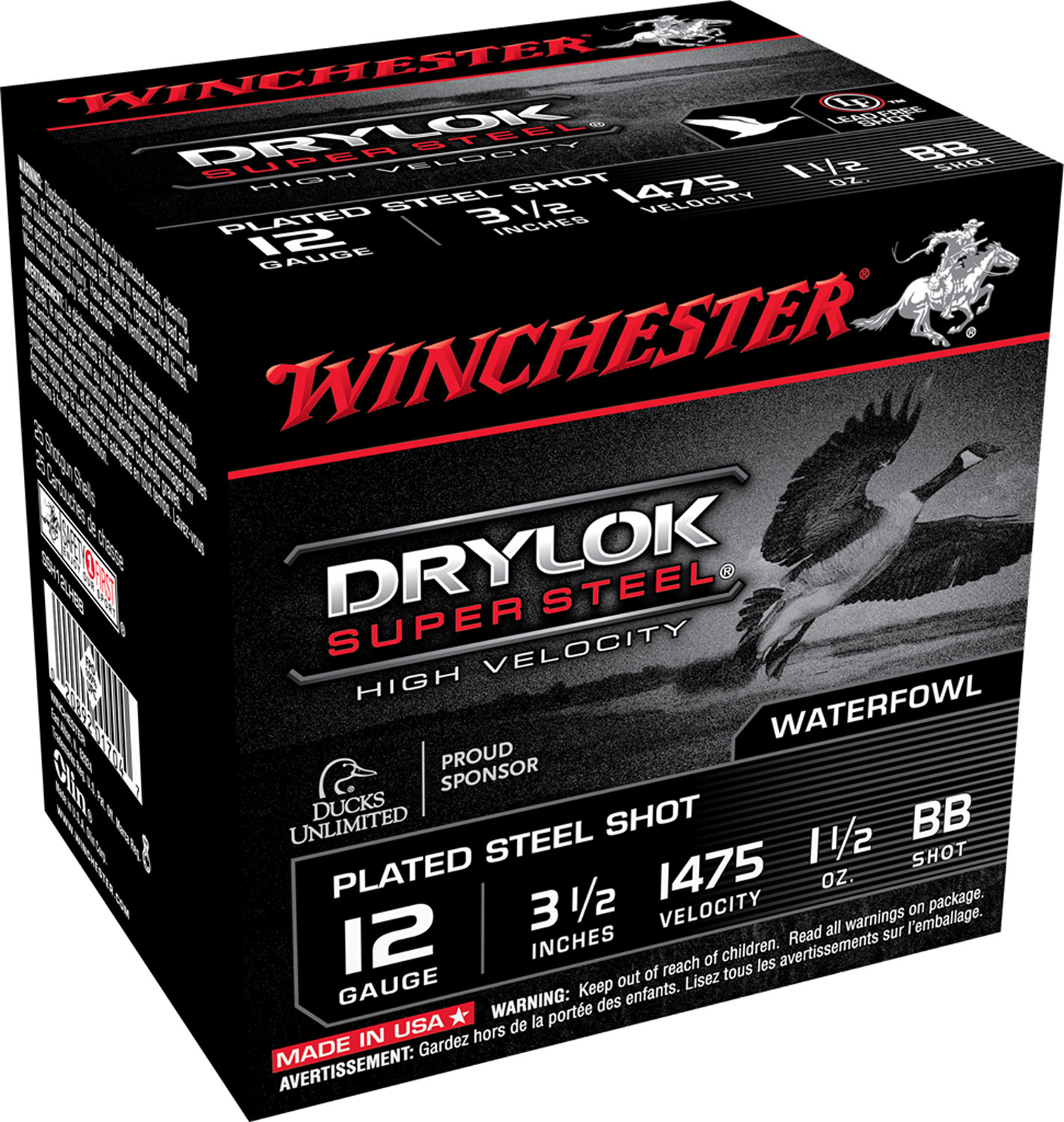 Winchester Ammunition Drylock Super Steel 3.5" 12 Gauge Ammo BB, 25/box - SSH12LHBB