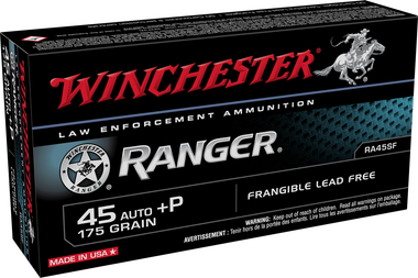 Winchester Ranger 45 ACP AUTO Ammo 175 Grain +P Frangible SF Lead Free