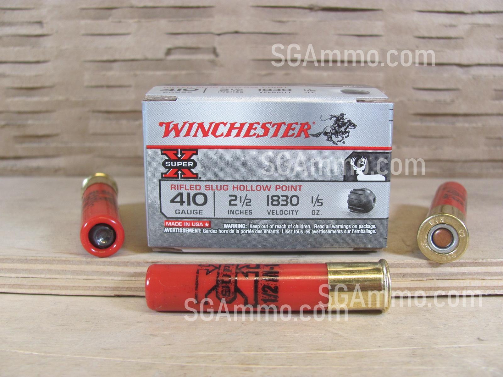 150 Round Case – 410 Gauge 2.5 Inch 1/5 Ounce Winchester Rifled Slug Hollow Point Super X Ammo – X41RS5VP