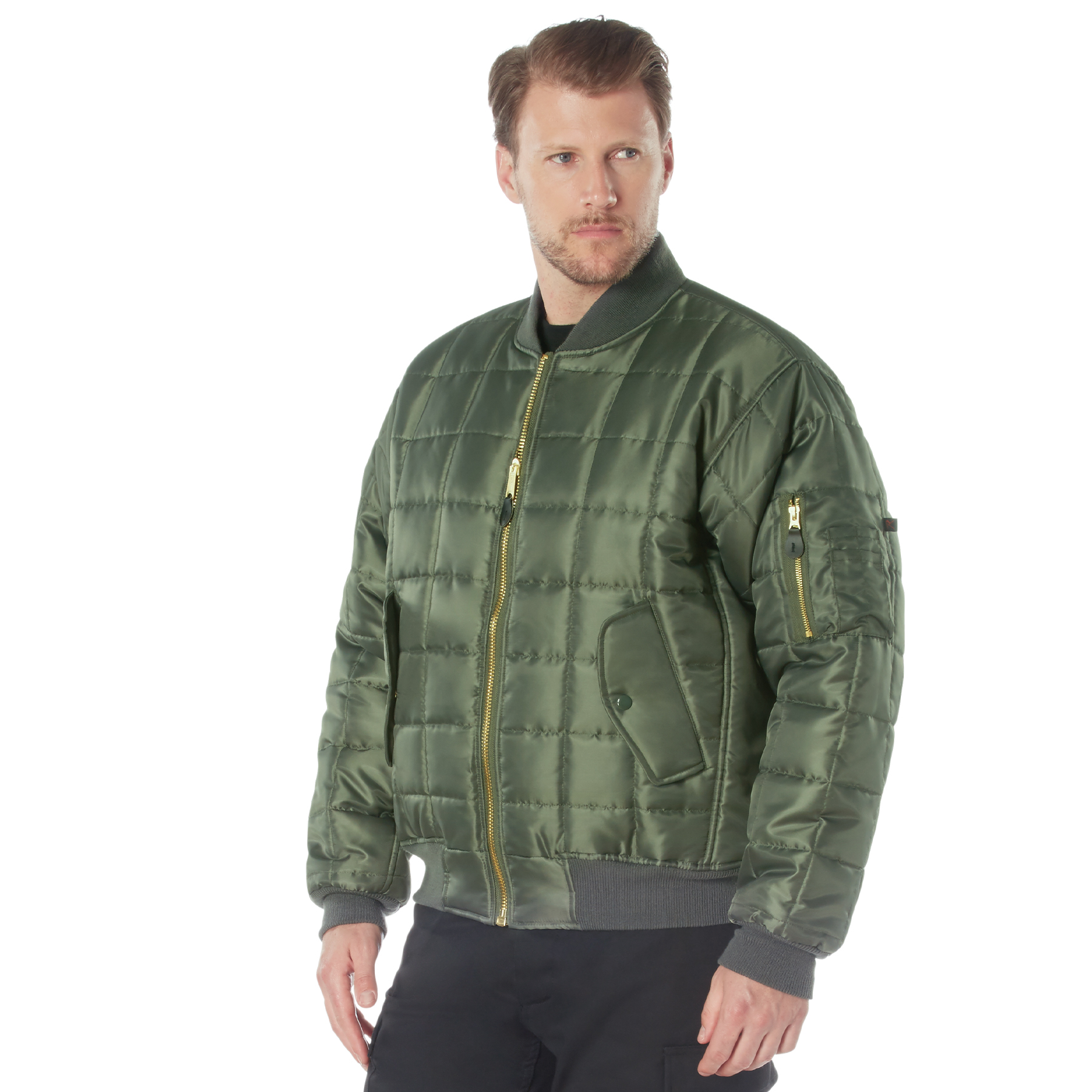 Rothco Quilted Ma-1 Flight Jacket - Sage Green, Large