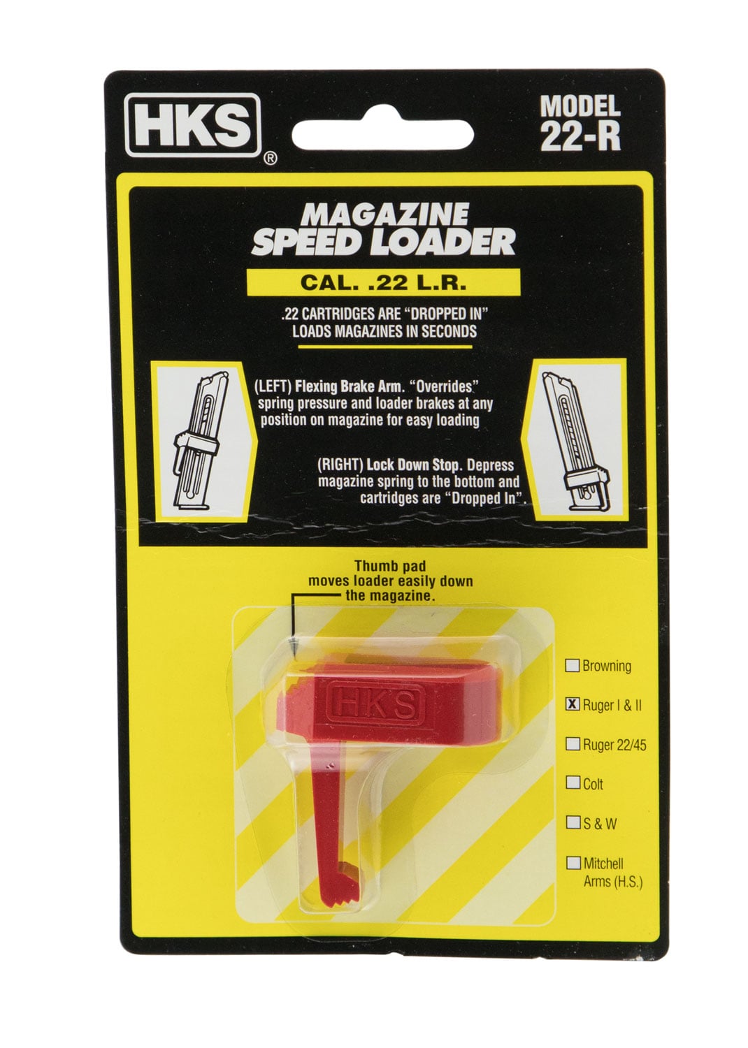HKS Ruger MK I/MK II .22lr Plastic Magazine Speedloader, Red - 22R