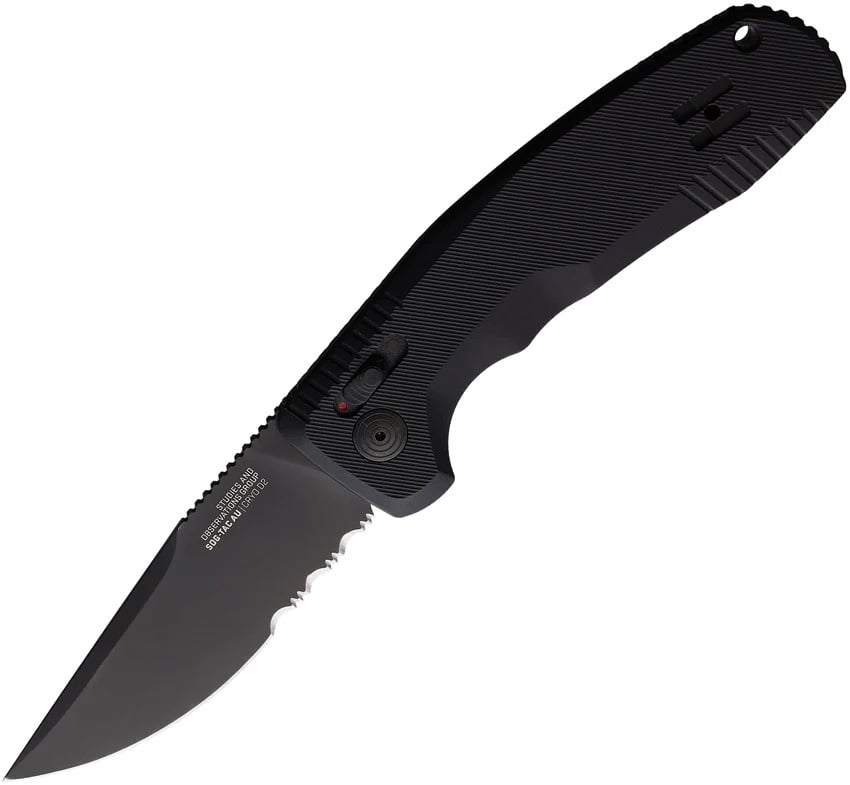 SOG Knives SOG-TAC AU Partially Serrated Straight Folding Knife, Black - SOG15-38-02-57