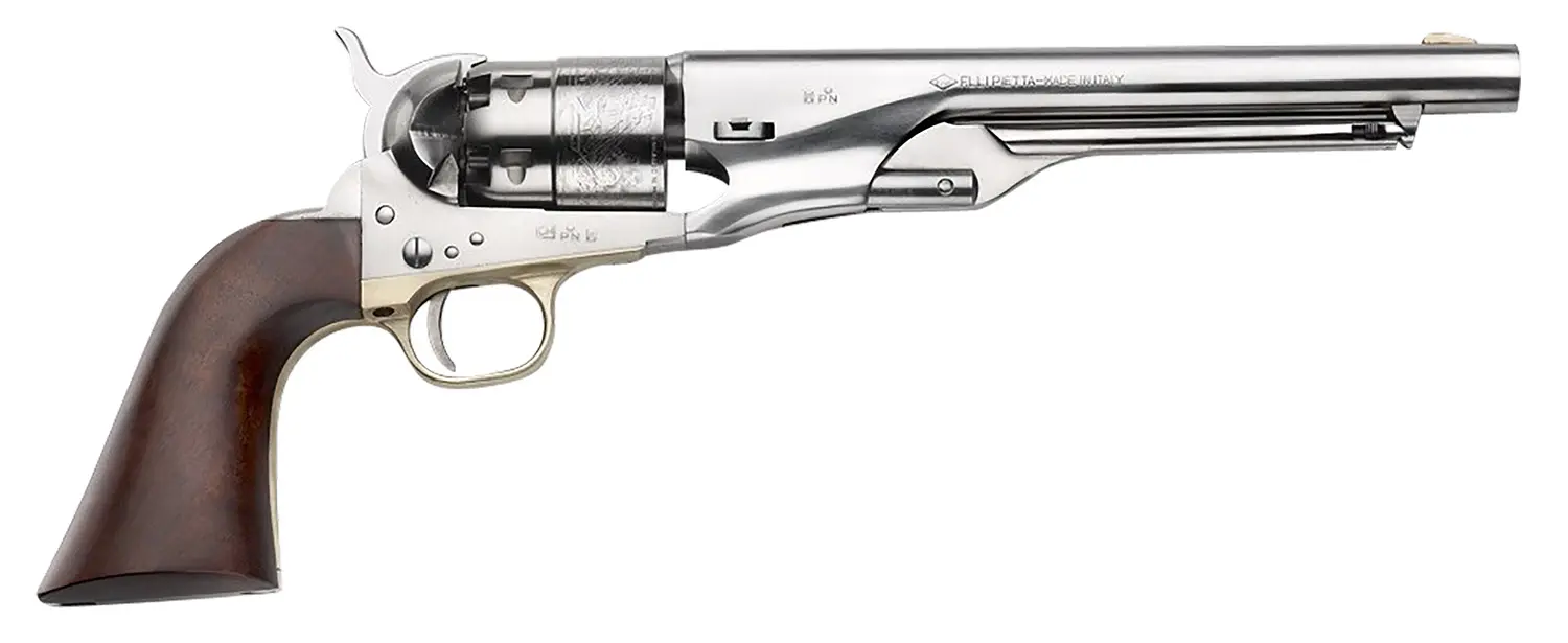 Pietta PF60OS448 1860 Army "Old Silver" 44 Cal 8" 6rd Old Silver Steel Frame, Cylinder Round Barrel w/Walnut Grip