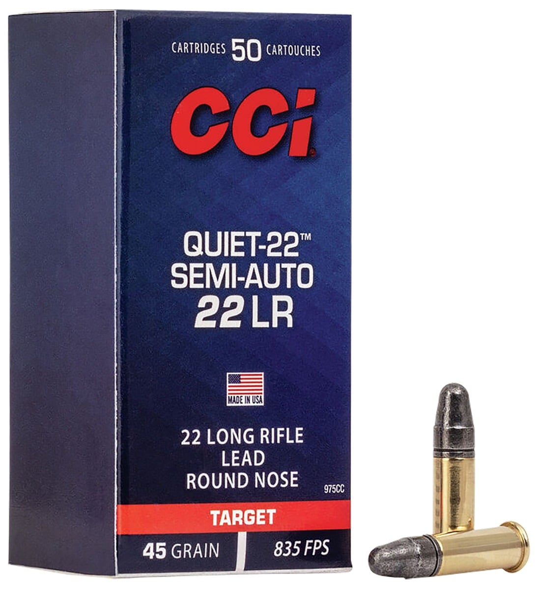 CCI Quiet-22 Semi-Auto .22LR 45 gr Lead Round Nose Ammo, 50/box - 975CC