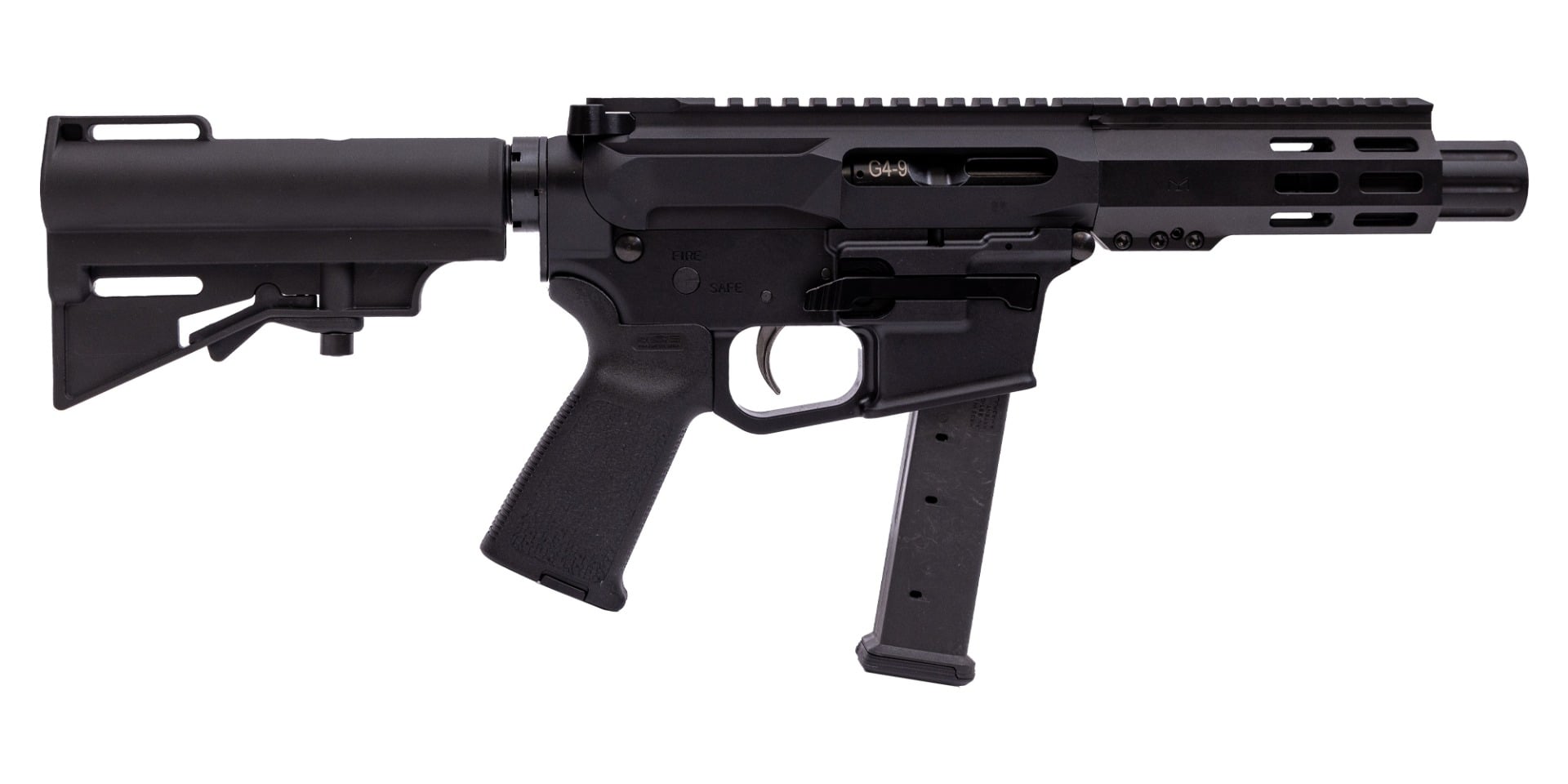 PSA Gen4 4" 9mm 1/10 GX 5" Lightweight Hex M-Lok MOE EPT HAR-15 Pistol, Black