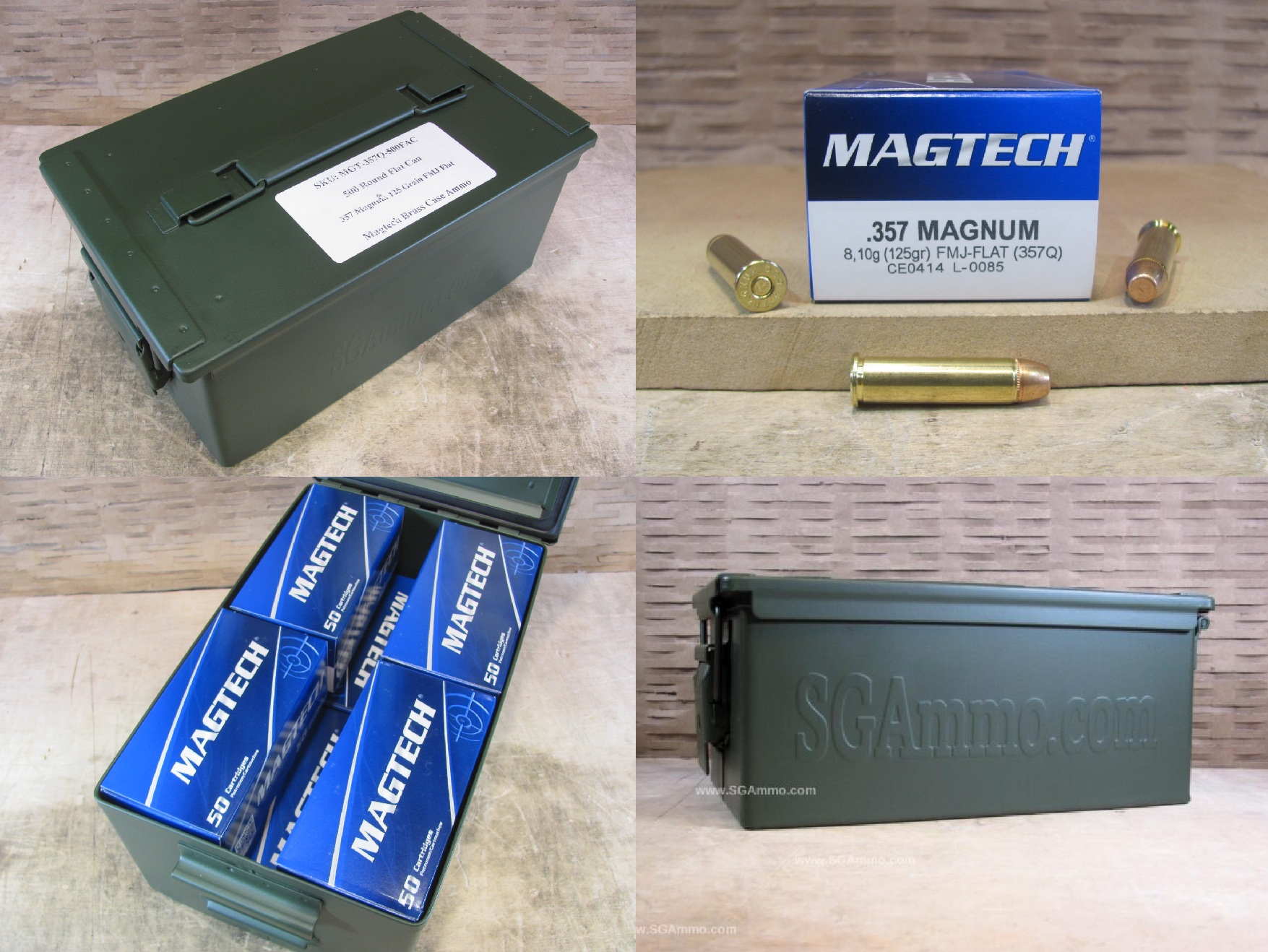 500 Round Flat Can – 357 Magnum 125 Grain FMJ Flat Magtech Ammo – 357Q – Packed in Metal Canister