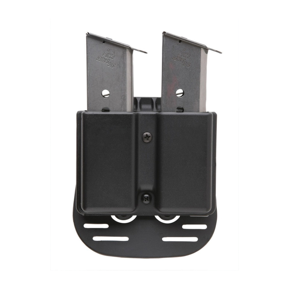 Uncle Mike's Single Row Double Magazine Case, Belt Clip Mount, Smooth Black - 51371