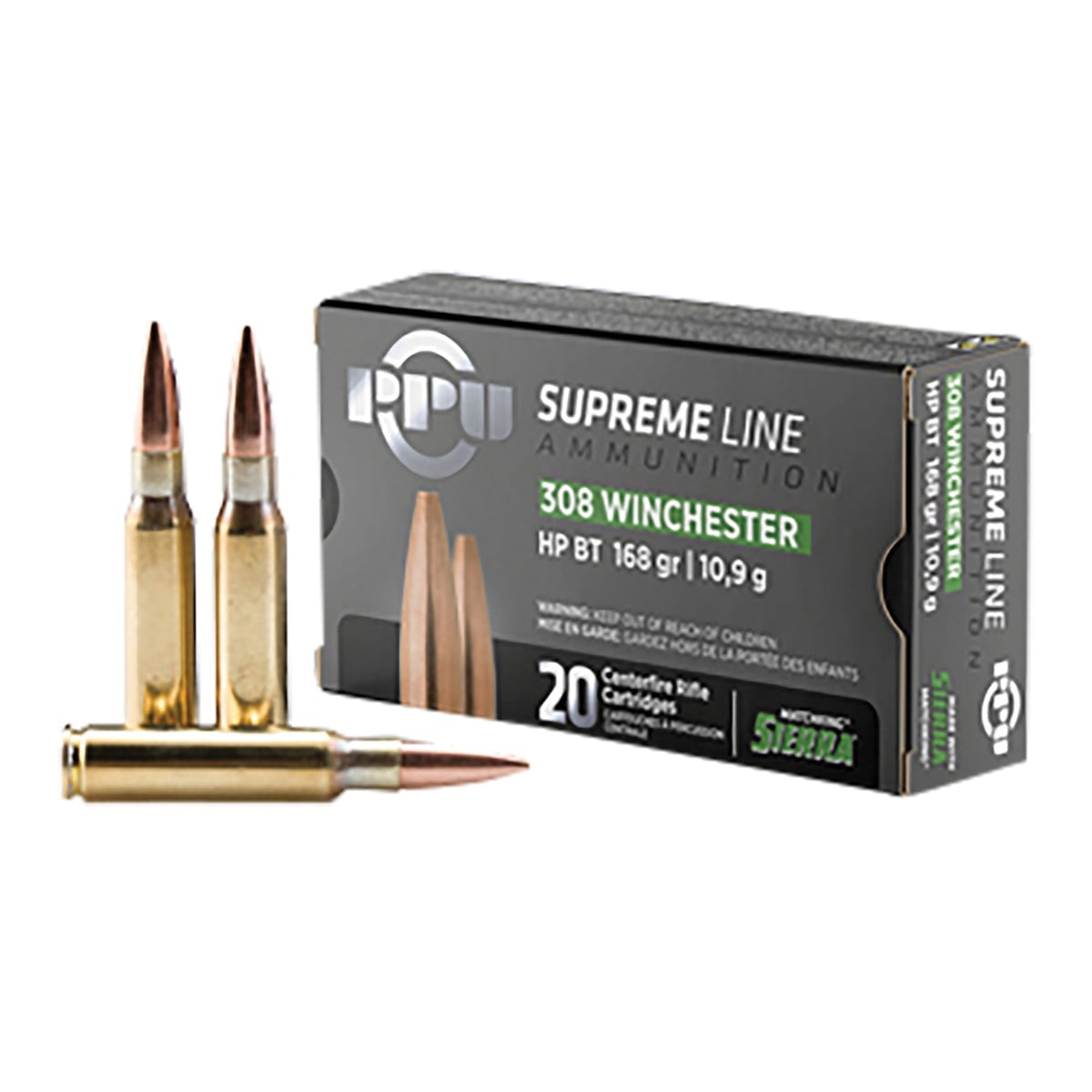 PPU SUPREME 308WIN 168GR HPBT 20/200 - No Credit Card Fees - Low, flat rate shipping