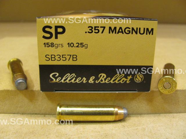 1000 Round Case – 357 Magnum 158 Grain JSP Soft Point Ammo by Sellier Bellot – SB357B