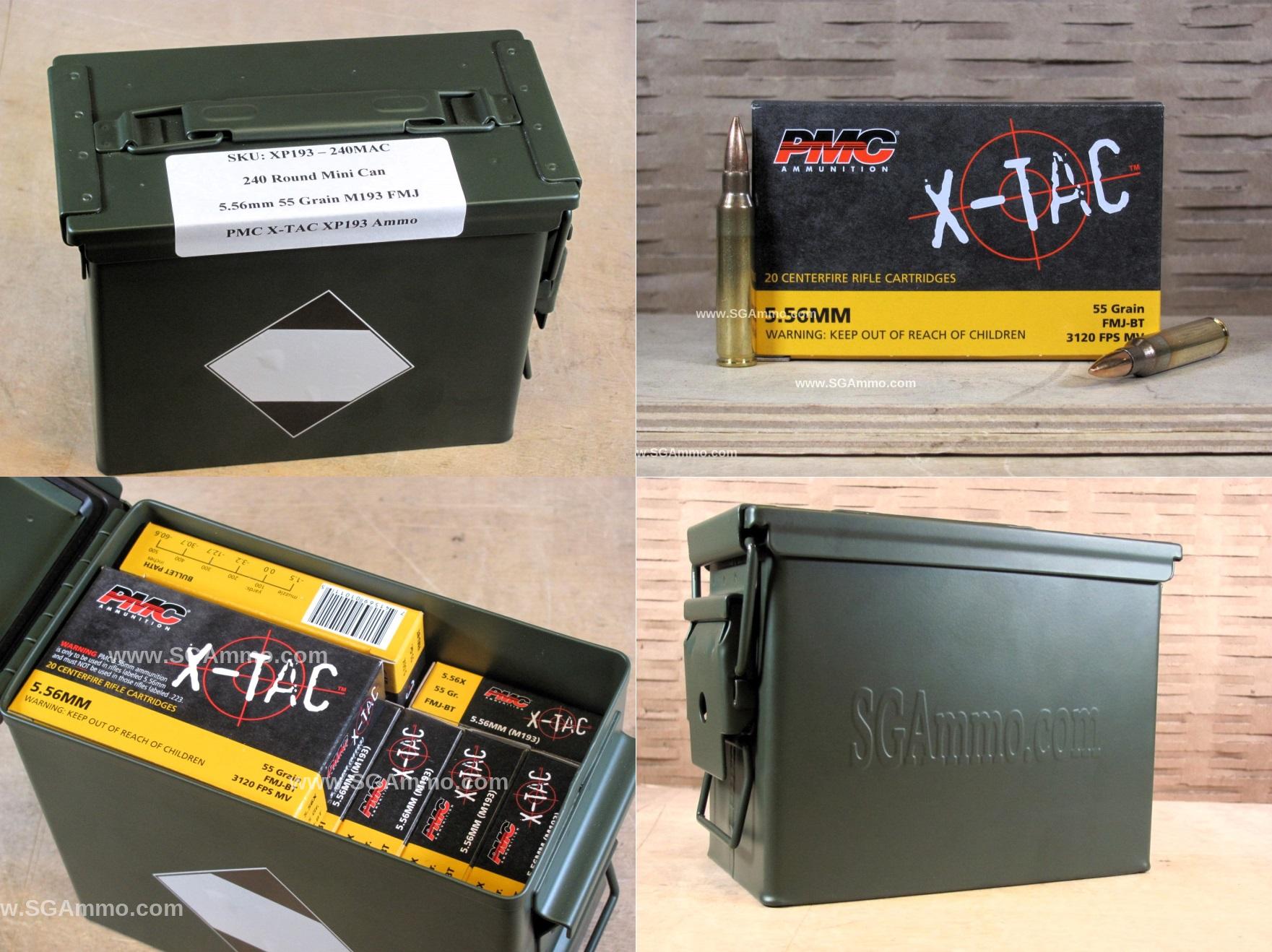 240 Round Can – 5.56 PMC X-TAC XP193 55 Grain FMJ M193 Ammunition – 556X – Packed in Mini Canister