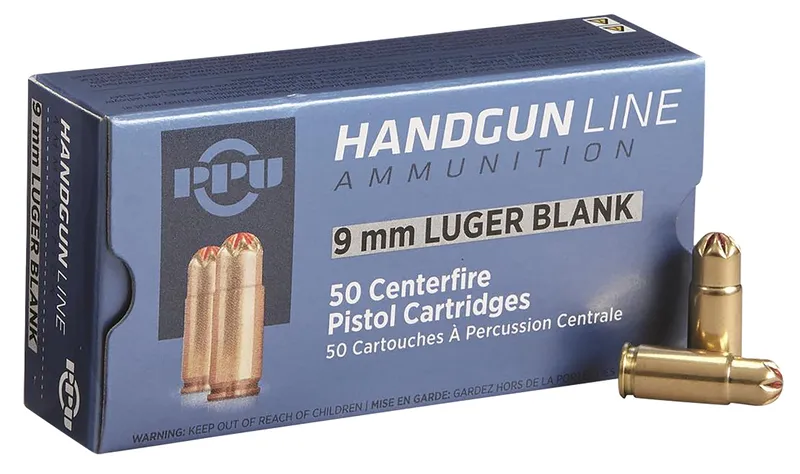 PPU 9mm Blank Ammo - 50 Rounds per Box