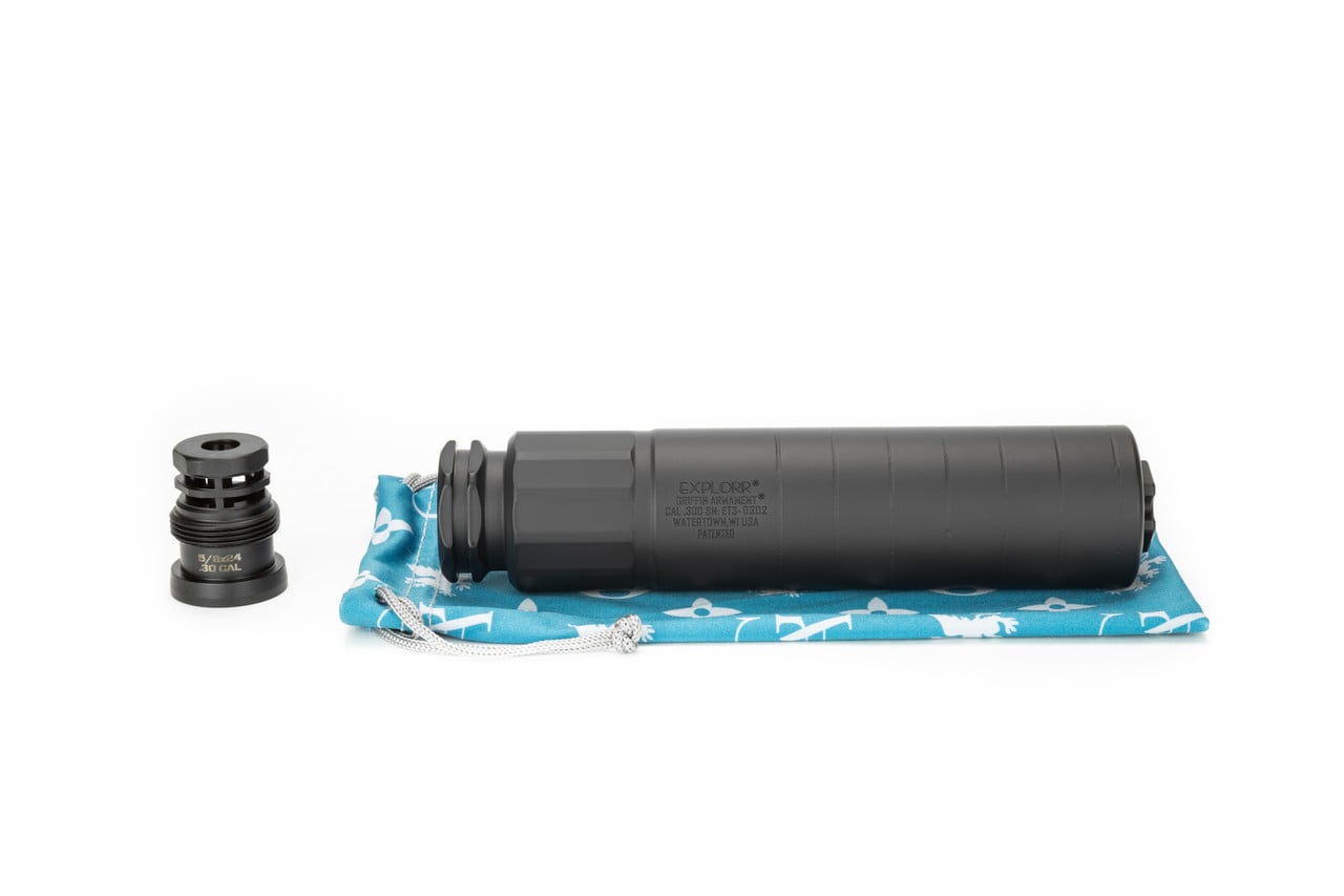 Griffin Armament Explorr 300 .30cal Rifle Suppressor, Black