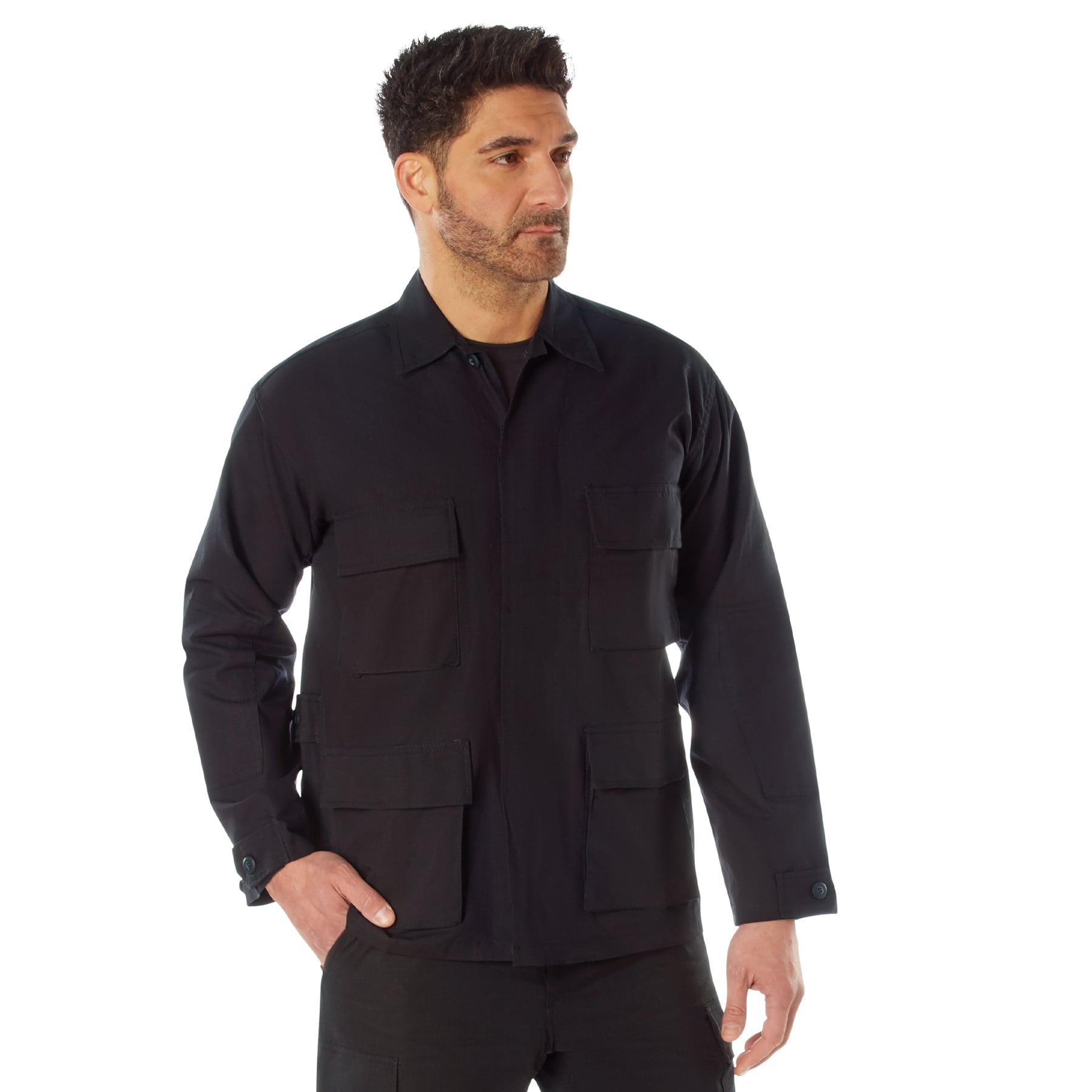 Rothco Rip-Stop Bdu Shirt - Black, Medium