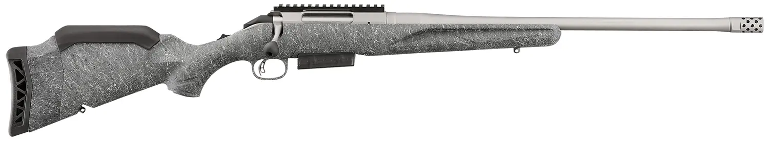 Ruger 46905 American II Full Size 450 Bushmaster 3+1 20" Gun Metal Gray Cerakote Threaded Barrel Alloy Steel Receiver w/Picatinny Rail, Gray Splatter Adj LOP Synthetic Stock