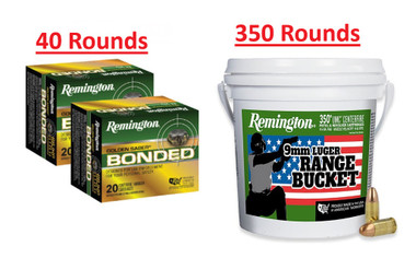 Remington 124 Grain +P Bonded JHP 40rds & 115 Grain FMJ 350rds - 390 Rounds Total