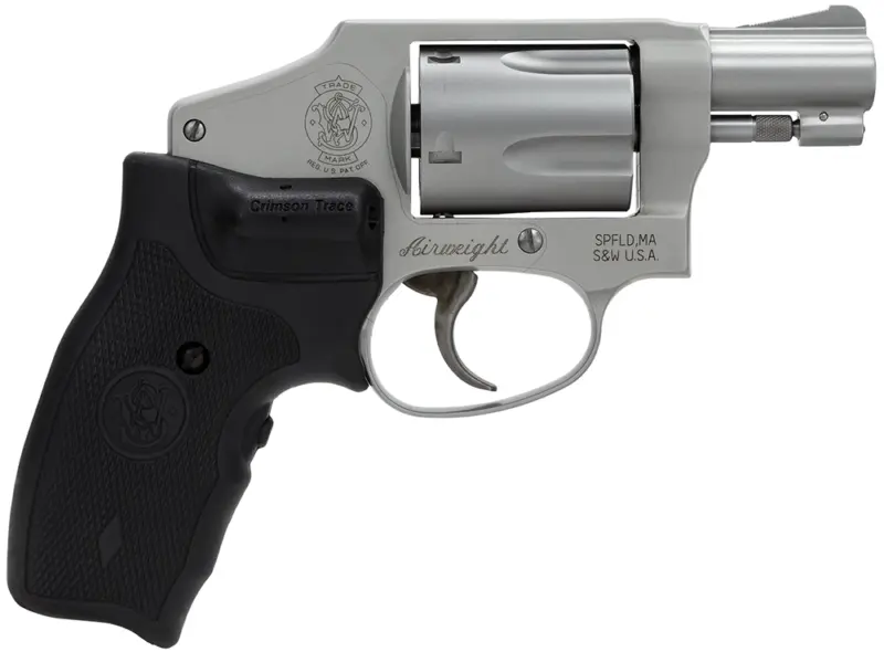 Smith Wesson 163811 Model 642 Airweight 38 Special + P 5 Shot 1.88" Stainless Steel Barrel/Cylinder, Matte Silver Aluminum Alloy J-Frame, Includes Crimson Trace LG-305 Lasergrip